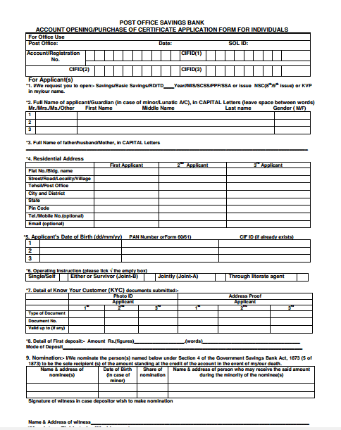 account opening form