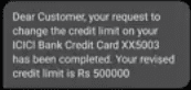 Increased credit limit